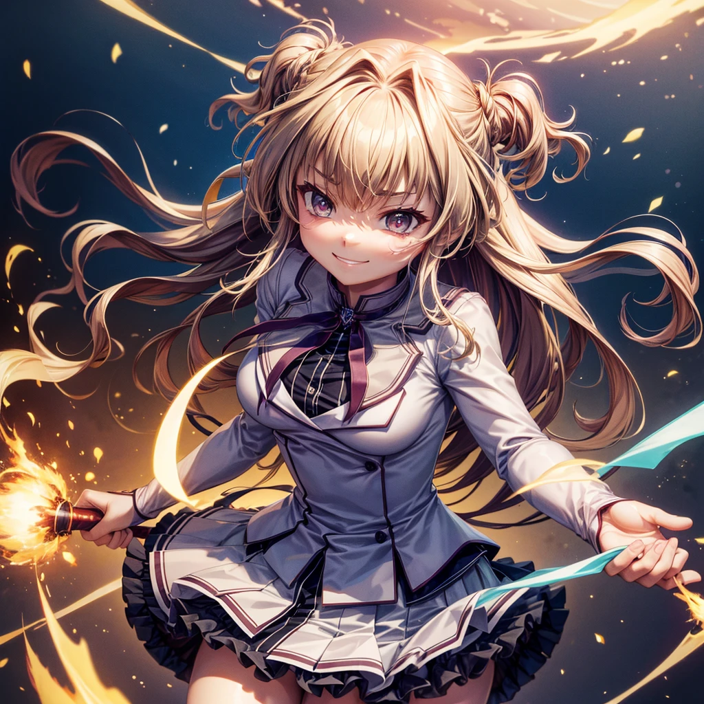 Best Quality，middle School girls，Superpowered girl，Pyrokinesis，Fire User，smile，Highest quality，Big Breastulti-colored hair，Cute uniform，She has her bangs down，blazer，Academy，future，cardigan，Beautiful girls，Horny girl，Naughty Girlasterpiece，perfection，Long Hair，tights，perfectionに描かれている