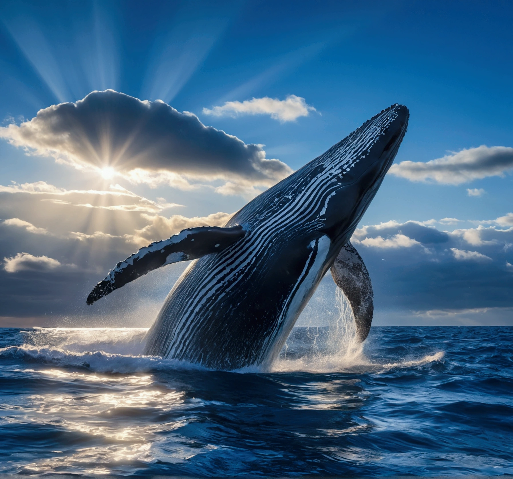 una ballena azul, nadando entre las nubes, Impressionism, glowing light, ray tracing, Canon, Sony FE, 16k, highres, best quality, award winning, high quality, high details, super detail, accurate, masterpiece, UHD