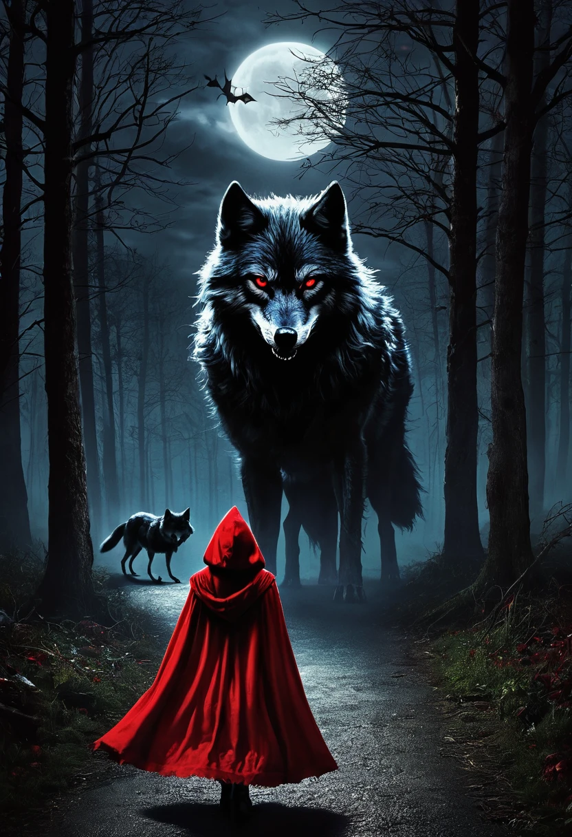 Evil Little red rding hood kild wolf  horror nightmear 