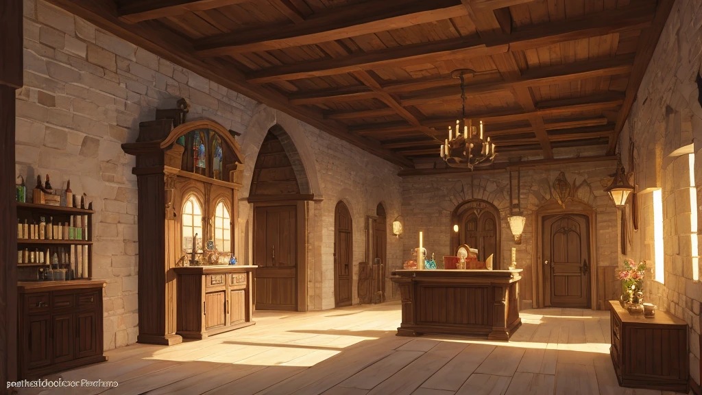 Medieval European style building、Reception counter、A place for adventurers to visit、guild