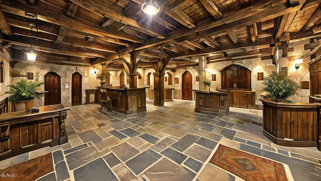 Medieval European style building、Reception counter、A place for adventurers to visit、guild