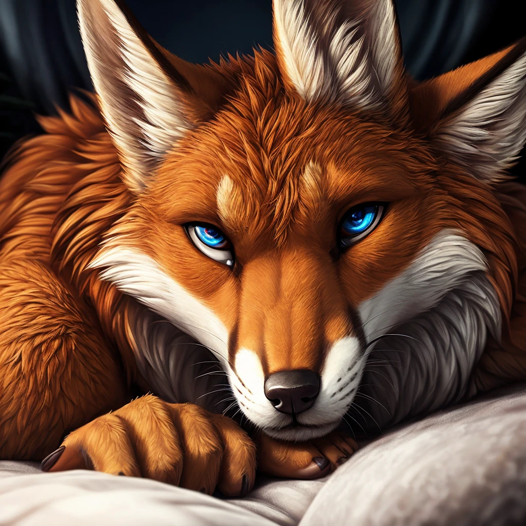 by Canson, by Lapatte, by thesecretcave, by fluff kevlar, by narse, by red rusker, by zaush, Duo, Male and Female, Inside bedoom, (Female, anthropomorphic fox, (blue eyes) and (insane detailed fur, sexy eyes), (pose:1.posing:1.3), detailed hands, 5 fingers, ((detailed face, (detailed eyes:1.0), detailed)))(high detail, film photography, soft focus, soft shading, photo realism, realistic, photo realistic, hyper realism, analog style, subsurface scattering, masterpiece, best quality, ultra realistic, 8k), portrait, night, light, bedroom, looking into each other's eyes,), (Male, anthropomorphic fox, (red eyes) and (insane detailed fur, sexy eyes), (pose:1.posing:1.3), detailed hands, 5 fingers, ((detailed face, (detailed eyes:1.0), detailed)))(high detail, film photography, soft focus, soft shading, photo realism, realistic, photo realistic, hyper realism, analog style, subsurface scattering, masterpiece, best quality, ultra realistic, 8k), portrait, night, light, bedroom, looking into each other's eyes,), (((straight sex.)))