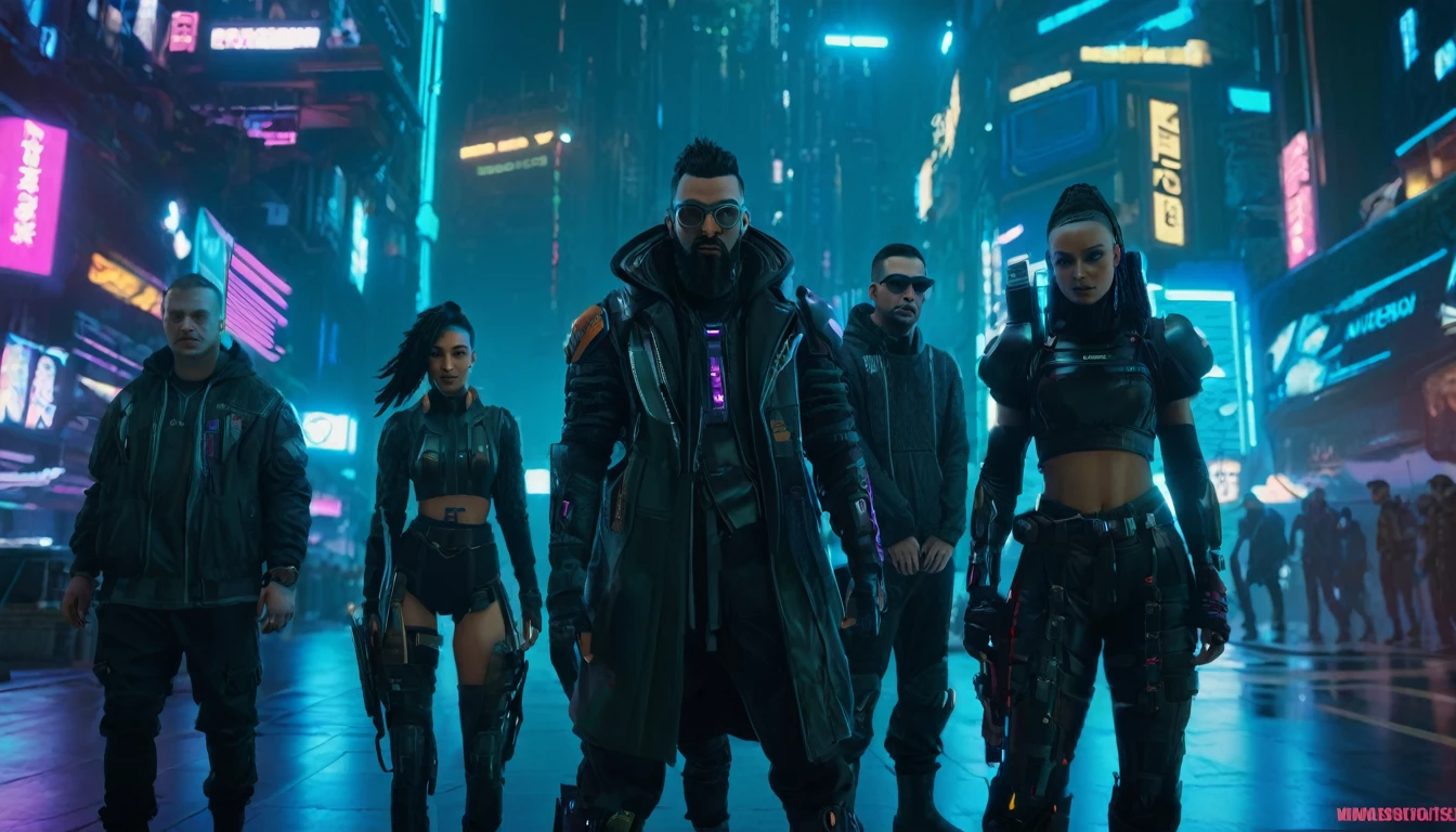 "Kintar0_99 with his crew, ready for new adventures. Cyberpunk style."
Video prompts: "Kintar0_99 with his crew, standing together, ready for new adventures and