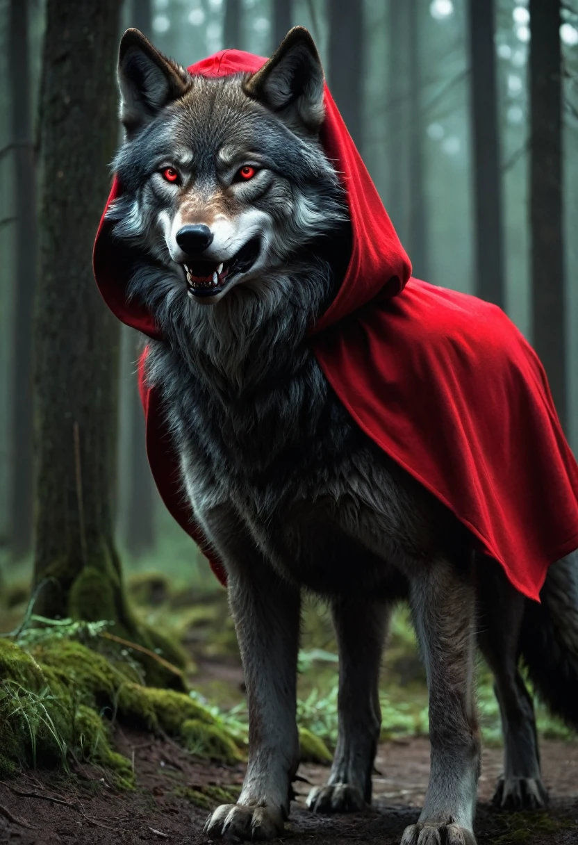 Evil Little red rding hood kild wolf  horror nightmear 