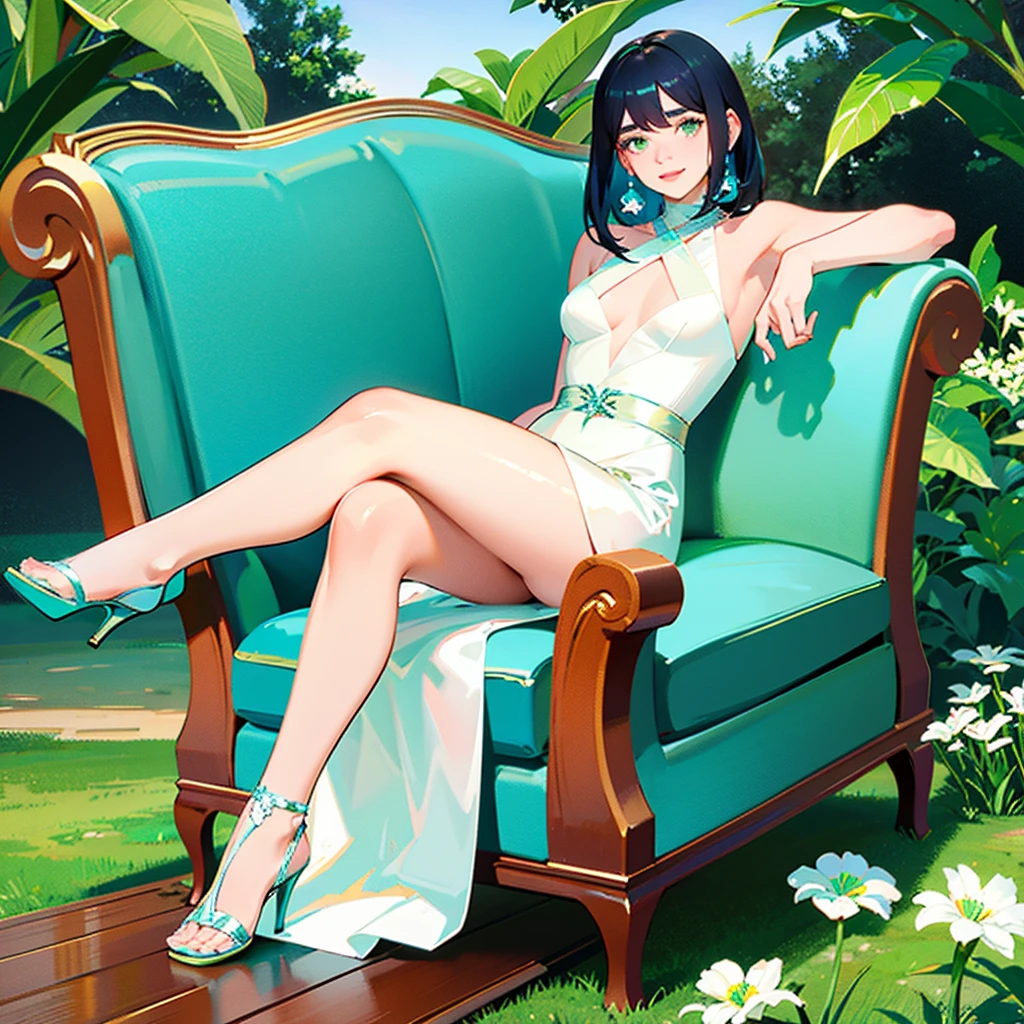 * Dua Lipa in a white silk dress, sitting in a turquoise armchair with a background of green leaves. The design is minimalist, with a focus on Dua Lipa's silhouette and turquoise color.
* A close-up of Dua Lipa's eyes, with emerald green eye shadows and white eyeliner. The background is a turquoise to white gradient, with a touch of green in the corners.
* A portrait of Dua Lipa in black and white, with a vintage style. The background is a turquoise to white gradient, with a green leaf pattern superimposed.