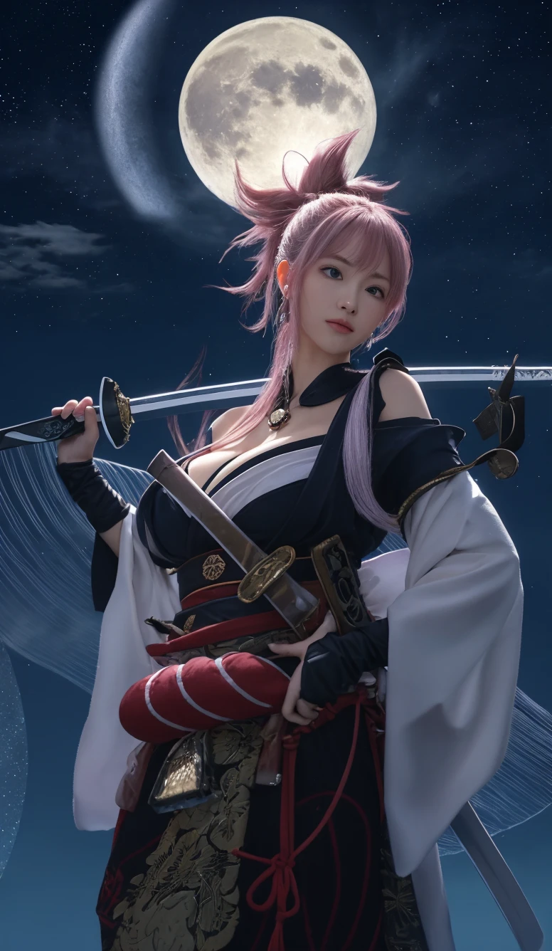 perfect face, ((Mastepiece)), raiden shogun, perfect anatomy, best quality, extremely long purple hair, (((completely nude))), puffy nipples, single braid, purple eyes, large breast, nsfw, sweat, breathing heavily, sword, electricity, holding sword, (Booba Sword:1.2), serious, floating hair,full body view