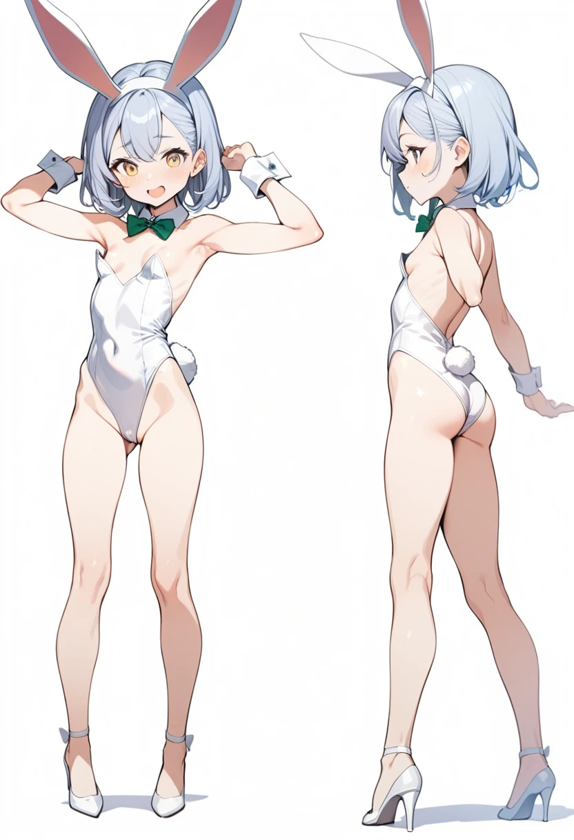 1girl, small breast, bunny suit playboy, standing, cheerful pose, fullbody, standing, blank background, masterpiece, best quality,