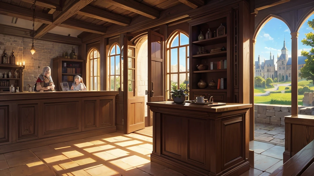 Medieval European style building、Reception counter、A place for adventurers to visit、guild、There are many
