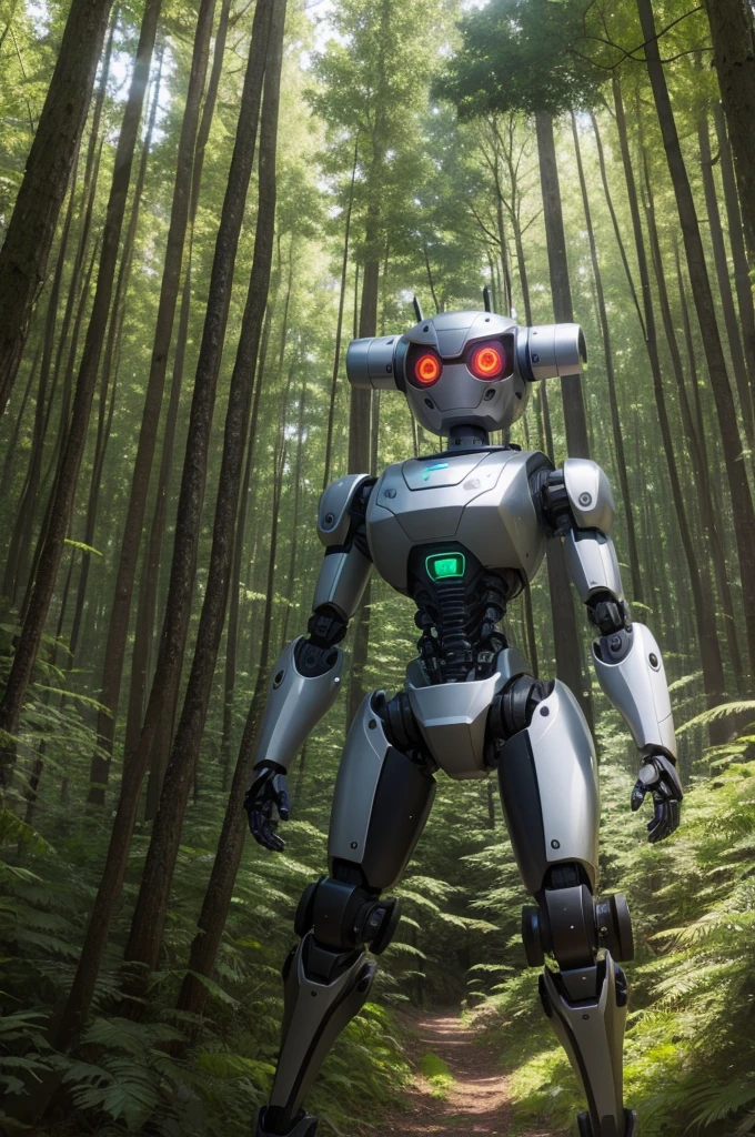 A robot in a forest