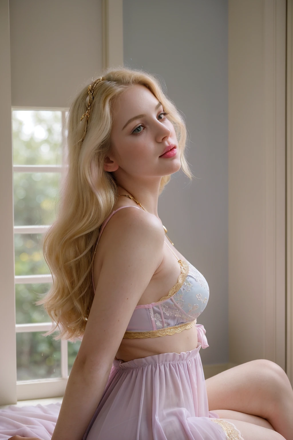obra maestra, mejor calidad, Super detailed, ILLUSTRATION, Daenerys Targaryen, Hermosos ojos detallados, una mujer, pelo blanco, pijama blanco, en suelo seximente, 20 year old woman, pechos grandes, mojada, humedad, ropa corta, cara sexo, bragas blancas. Sonrisa delgada, ropa apretada, cintura angelical, boca abierta, 