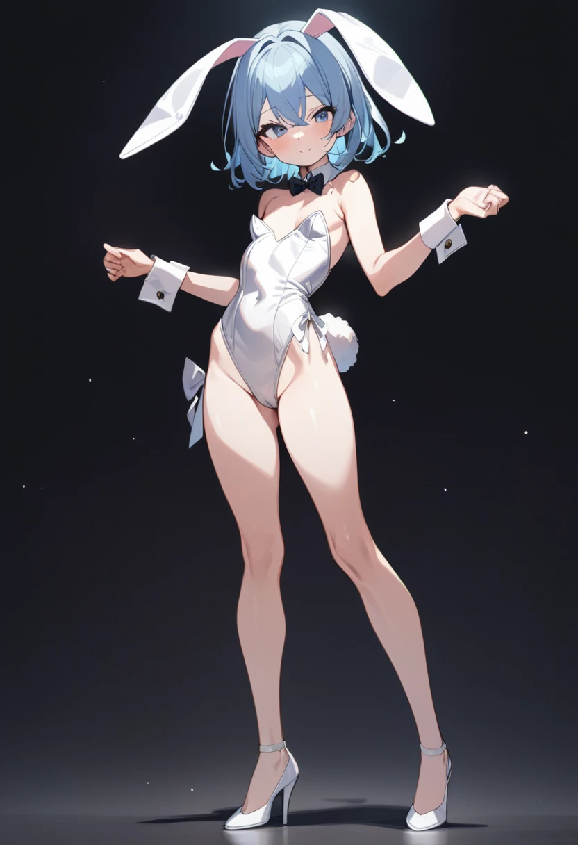 1girl, small breast, bunny suit playboy, standing, cheerful pose, fullbody, standing, blank background, masterpiece, best quality,