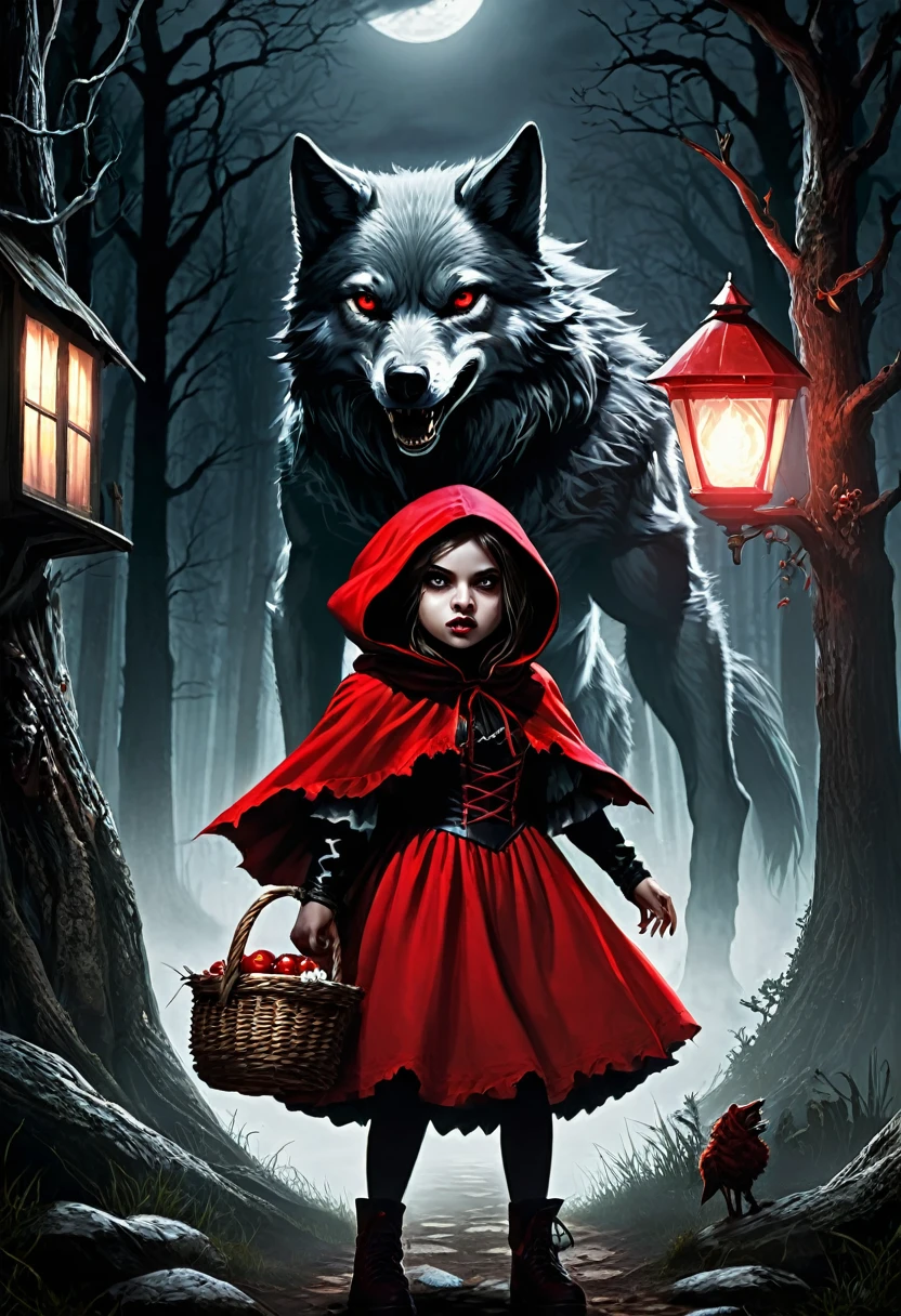 Evil Little red rding hood kild wolf horror nightmear