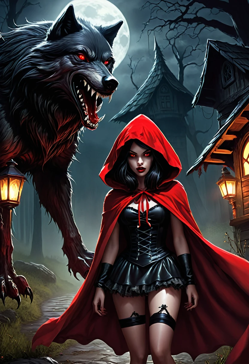 Evil Little red rding hood kild wolf horror nightmear