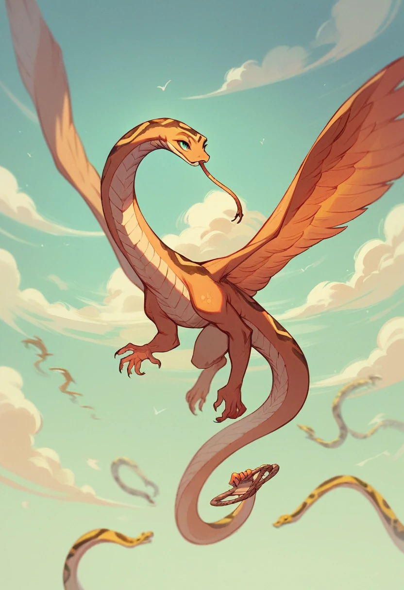 Pale green flying snake animated