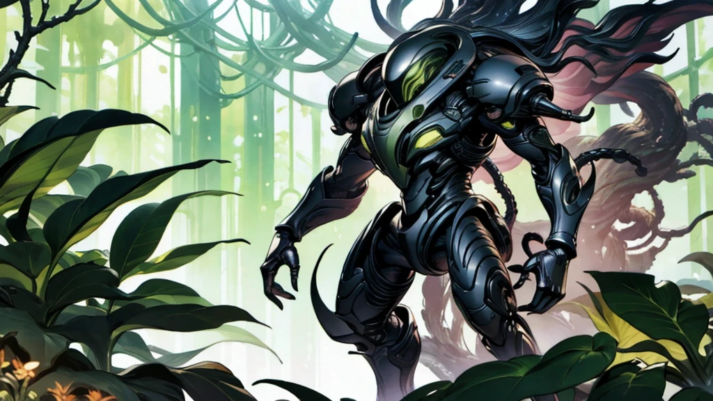 man,Tall figure,muscle,Bioengineered human-tree hybrid,look at viewer,Tangled branches for hair,bark surface,tree face,bark face,สวมใส่ชุดBlack suit,ชุดBlack suit,Black suit,leaves spring from the body,Standing in the desolate ruins,There is moss and vines.,ultra realistic,high resolution,depth of field,about beauty,Product introduction images,wear a suit,Tall figure,Big one