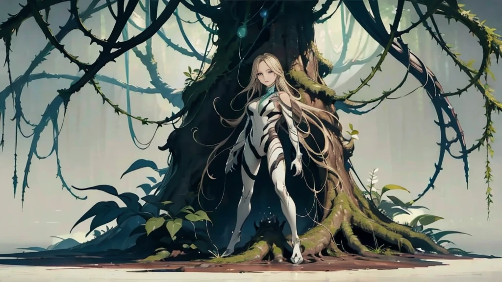 man,Tall figure,muscle,Bioengineered human-tree hybrid,look at viewer,Tangled branches for hair,bark surface,tree face,bark face,สวมใส่ชุดBlack suit,ชุดBlack suit,Black suit,leaves spring from the body,Standing in the desolate ruins,There is moss and vines.,ultra realistic,high resolution,depth of field,about beauty,Product introduction images,wear a suit,Tall figure,Big one