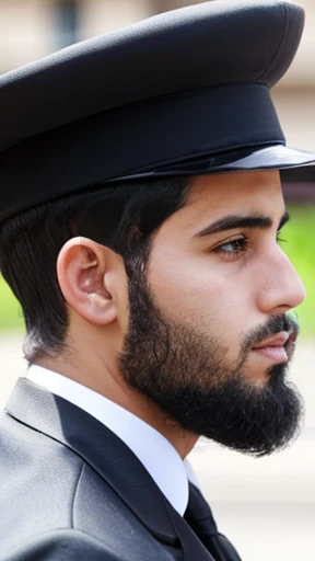 A young Haredi man focus on face