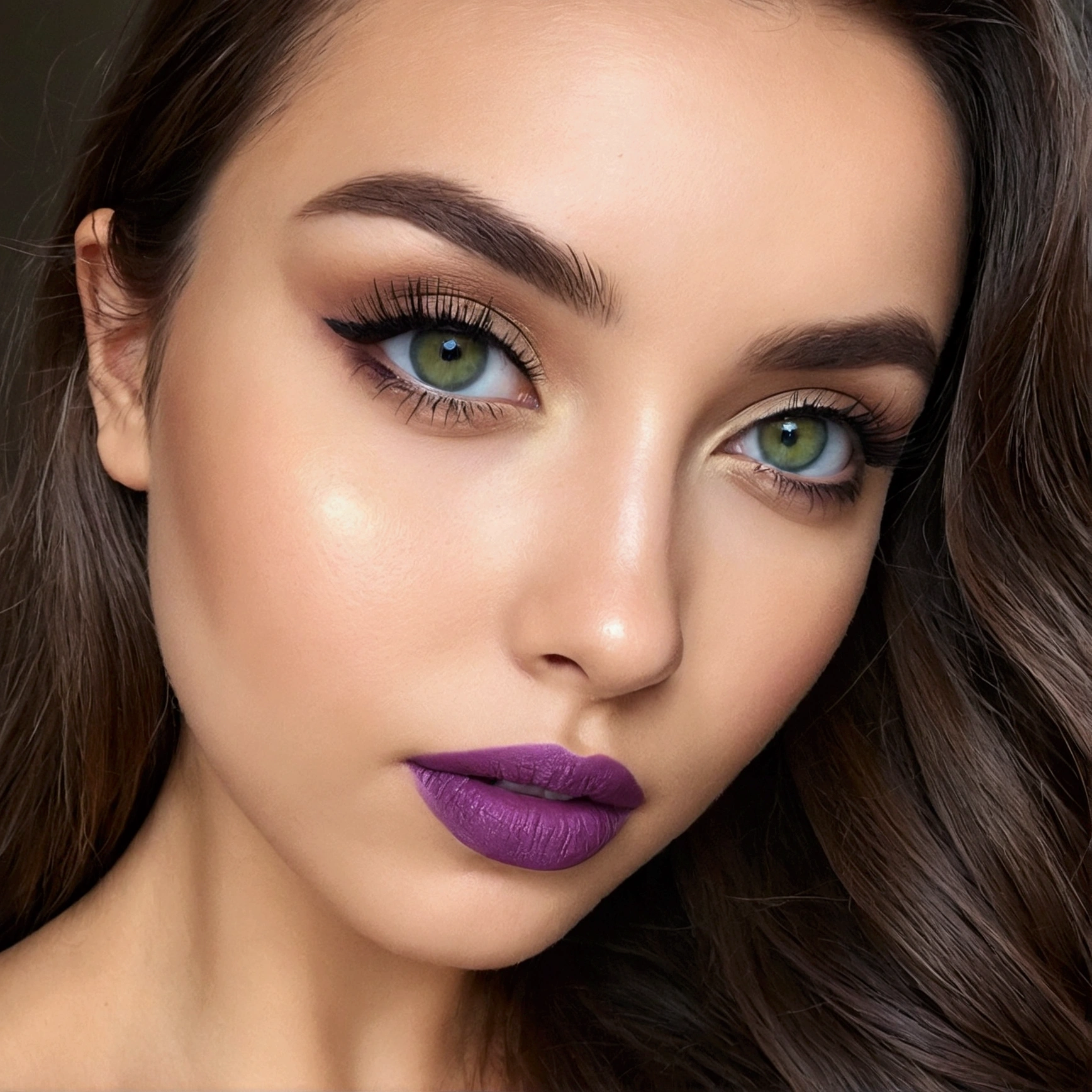 arafed femme pleinement , fille sexy aux yeux marrons, ultra réaliste, Méticuleusement détaillé, portrait sophie mudd, cheveux bruns et grands yeux, selfie d'une jeune femme, yeux de la chambre, violette myers, sans maquillage, maquillage naturel, regarder directement la caméra, visage avec artgram, maquillage subtil, yeux vert