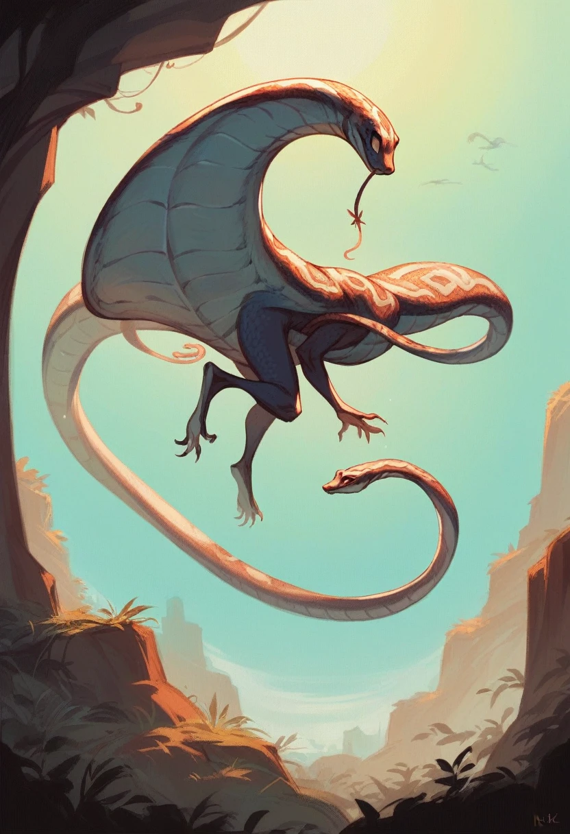 DND 5e, Pale blue, flying snake, no limbs, animated 
