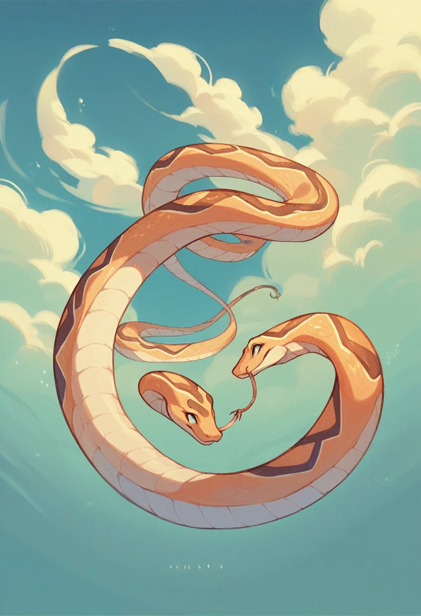 Pale blue, flying snake, no limbs, animated