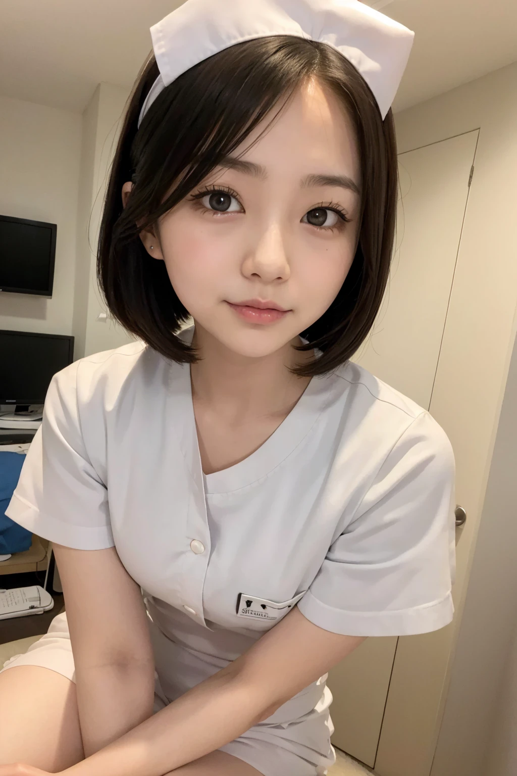 Cute nurse、Japanese、Flat face、Sexy pose