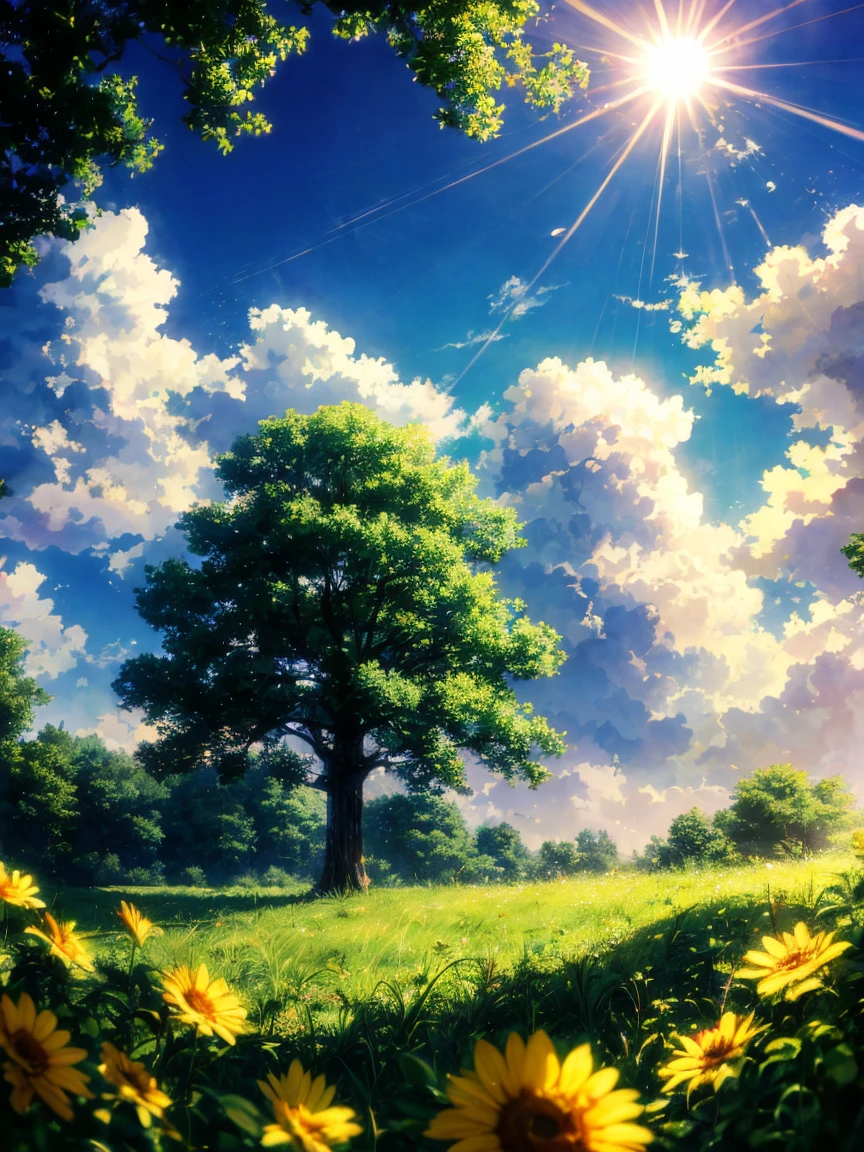 puffy clouds sunlight (brokeh effect)