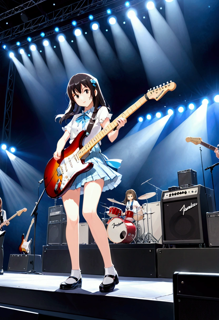 Kyoto Animation、6 strings、There are six pegs、high school girl、Electric guitar、Fender Stratocaster、Big Stage、front