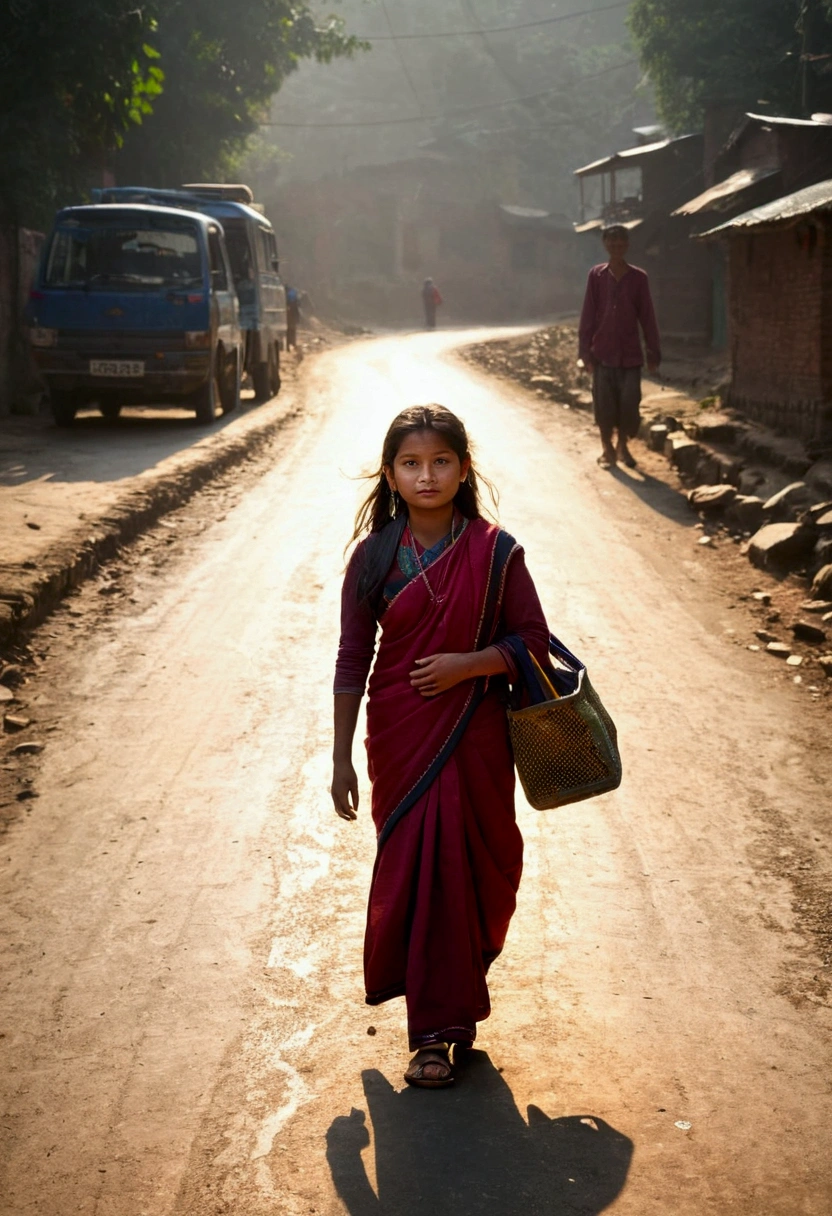 a nepali girl in roads