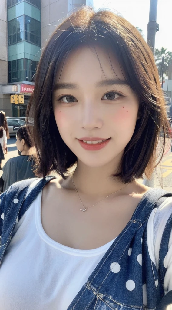 ((Best Quality, 8K, Masterpiece:1.3)), Focus:1.2, Perfect Body Beauty:1.4, Buttocks:1.2, ((Layered Haircut, Breasts:1.2)), (Wet Clothes:1.1) , (Rain, Street:1.3), Bandeau Dress: 1.1, Highly Detailed Face and Skin Texture, Fine Eyes, Double Eyelids, Whitening Skin, Long Hair, (Shut Up: 1.3), Smile, Pointillism Technique, 
(vibrant dots):1.2, 
optical mixing, playful patterns, 
lively texture, rich colors, 
unique visual effect