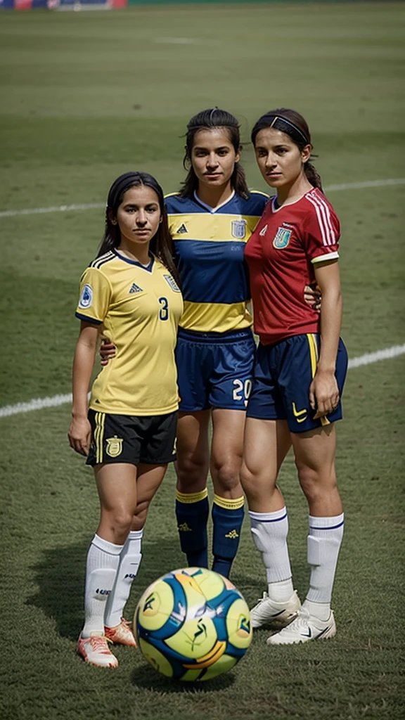 Generate an image where the flags of Colombia and Argentina and two soccer players are
