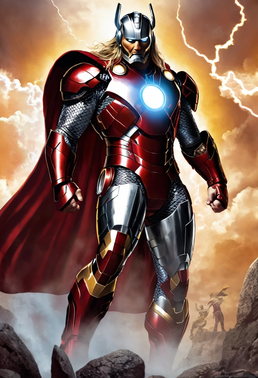 The god Thor wears an Iron Man suit.