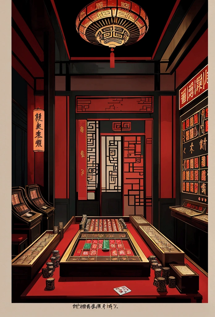 /imagine Ancient Chinese Casino, dawn light, gambler, gloomy atmosphere, ink painting style
