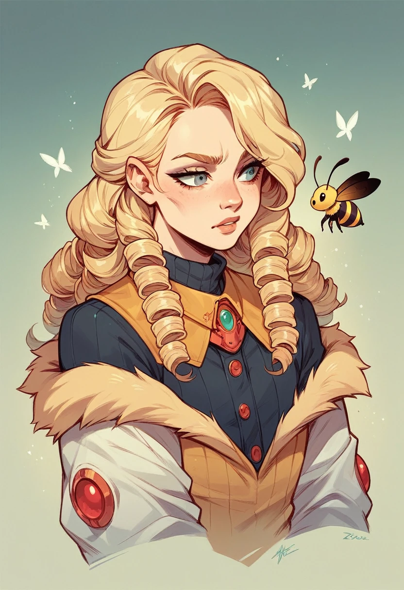 lass, blonde, bee, curls, science fiction, hybrid , umanoide, trasformazione 