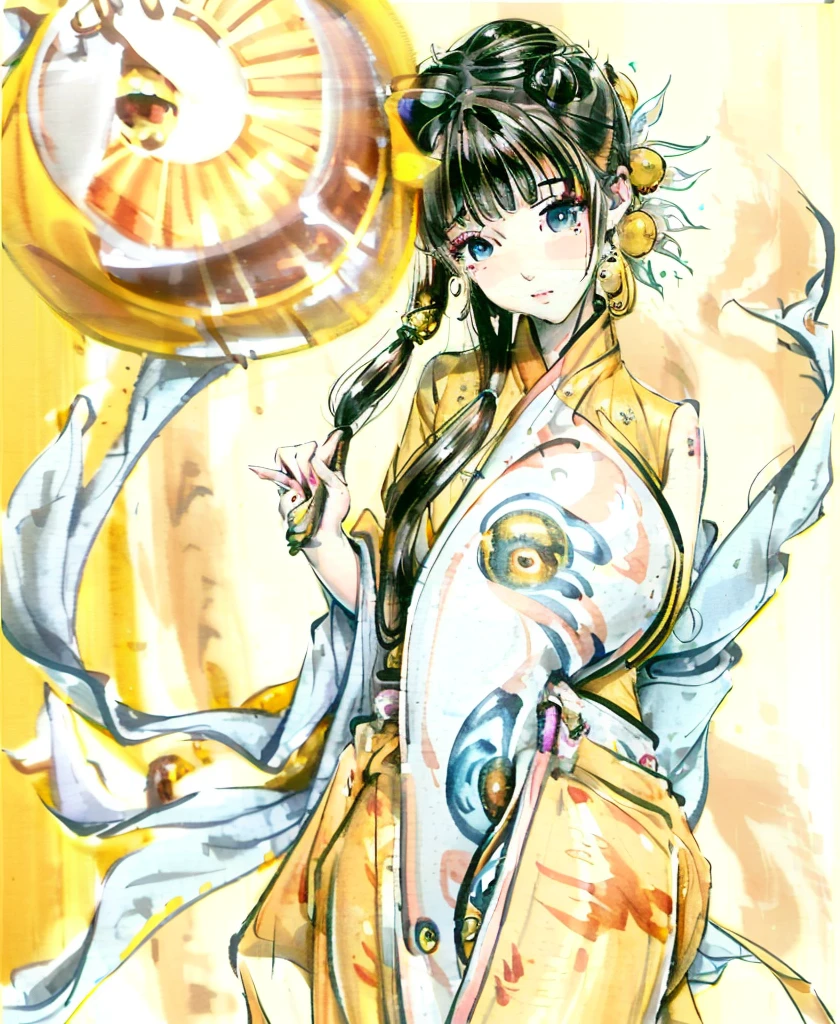 (ultra high res,photorealistic,realistic,best quality,photo-realistic),
(high detailed skin,visible pores),(real person,photograph),
(((yellow hanfu,chinese style))),realistic,simple background,upper body,
(8k, raw photo, best quality, masterpiece),(1 girl),photon mapping, radiosity, physically-based rendering,automatic white balance,(((haunting smile,long hair))),watery eyes,
(blush|cute and playful|adorable|skinny|thick bangs|beauty|twintail|hair bun,),(looking at viewer),(irises and pupils are rounded,the pupil reflects the surroundings,eyes are not the same size),