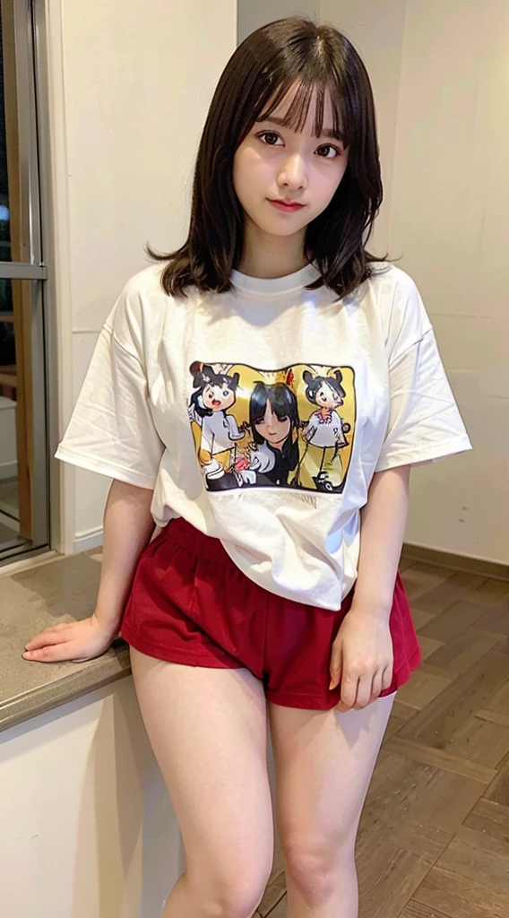 (Oversized_Shirt:1.2)、Oversized_Shirt、
Good Hand、4K、hight resolution、​masterpiece、top-quality、((Hasselblad photo))、foco nítido、(cinematlic lighting)、beautiful  lighting、dynamic ungle、[:(Detail Face:1.2):0.2]、Home、Short women、sixteen years old、Attractive paws、Emphasis on the thighs、slightly thicker thighs、Beautiful legs