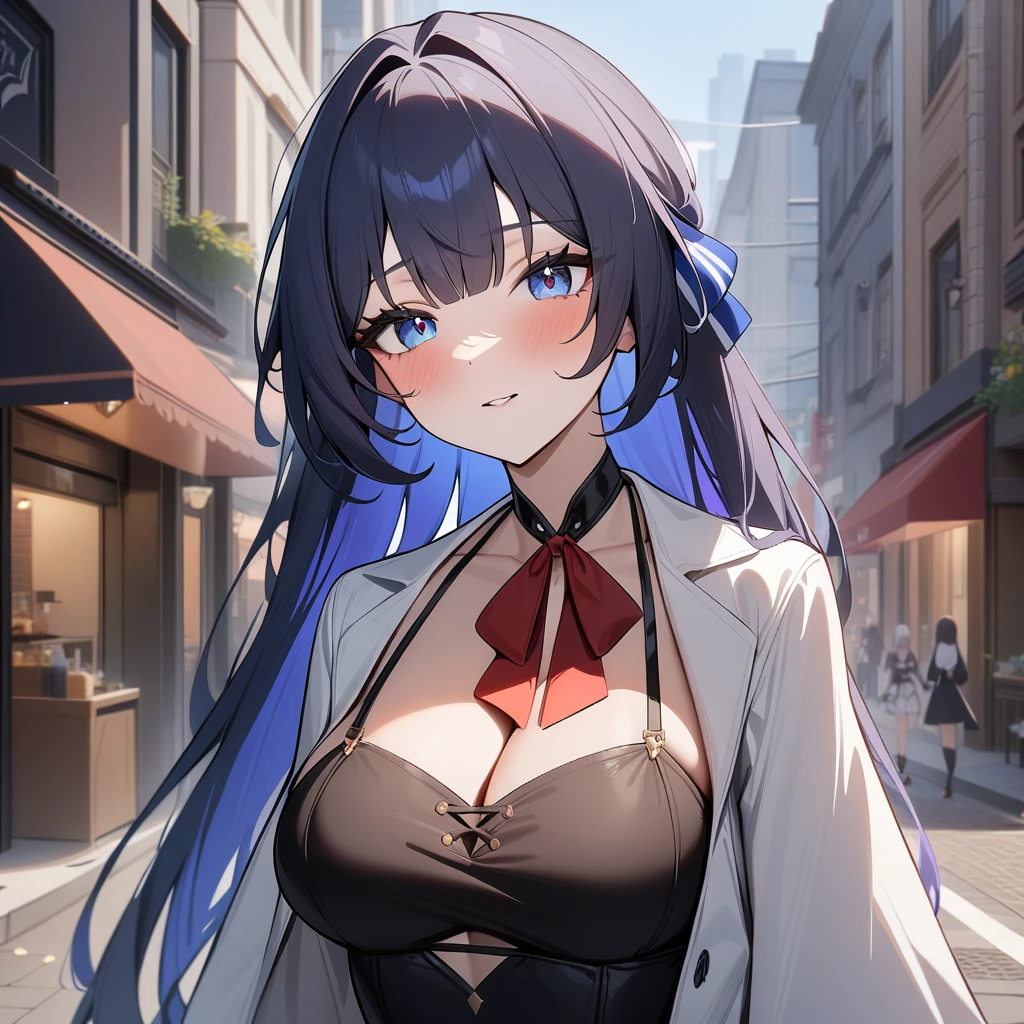 1girl, raiden mei \(valkyrie bladestrike\), honkai \(series\), perfect eyes,city street,masterpiece,very aesthetic,newest,sensitive