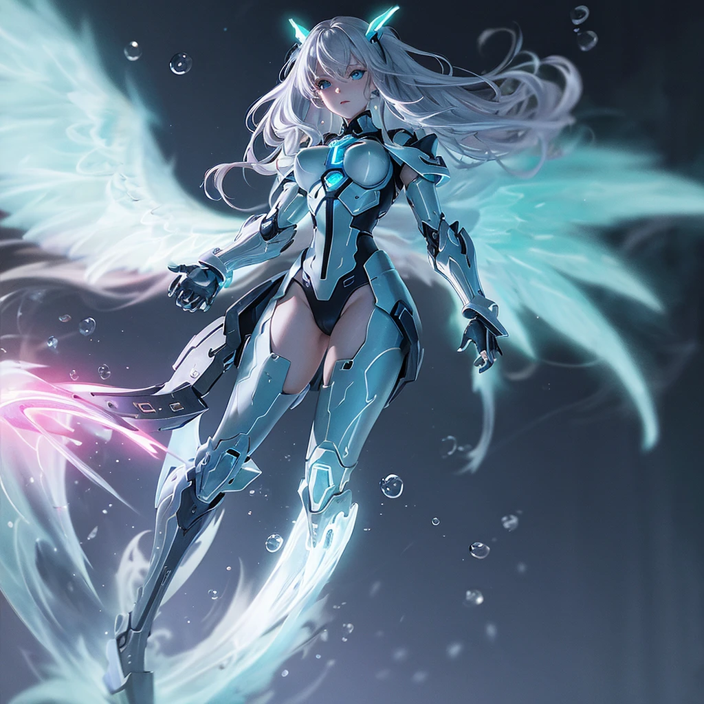 masterpiece, Highest quality, One girl, Ives , Mecha, Beautiful lighting, (Neon Light: 1.2), (night: 1.5), "masterpiece, Highest quality, One girl, Full body portrait, Sensual pose, blue eyes, multicolored+Silver Hair:1.3+red:1.2+purple+yellow:1.3+green:1.3, Sculpted legs and seductive curves, Ample breasts, Pretty face, lots of water droplets, cloud, Twilight, Open Shot, watercolor, Neon Light: 1.2, night:1.5, Mecha, Beautiful lighting, 明るいNeon Light: 1.2, unforgettable mysterious night: 1.5"