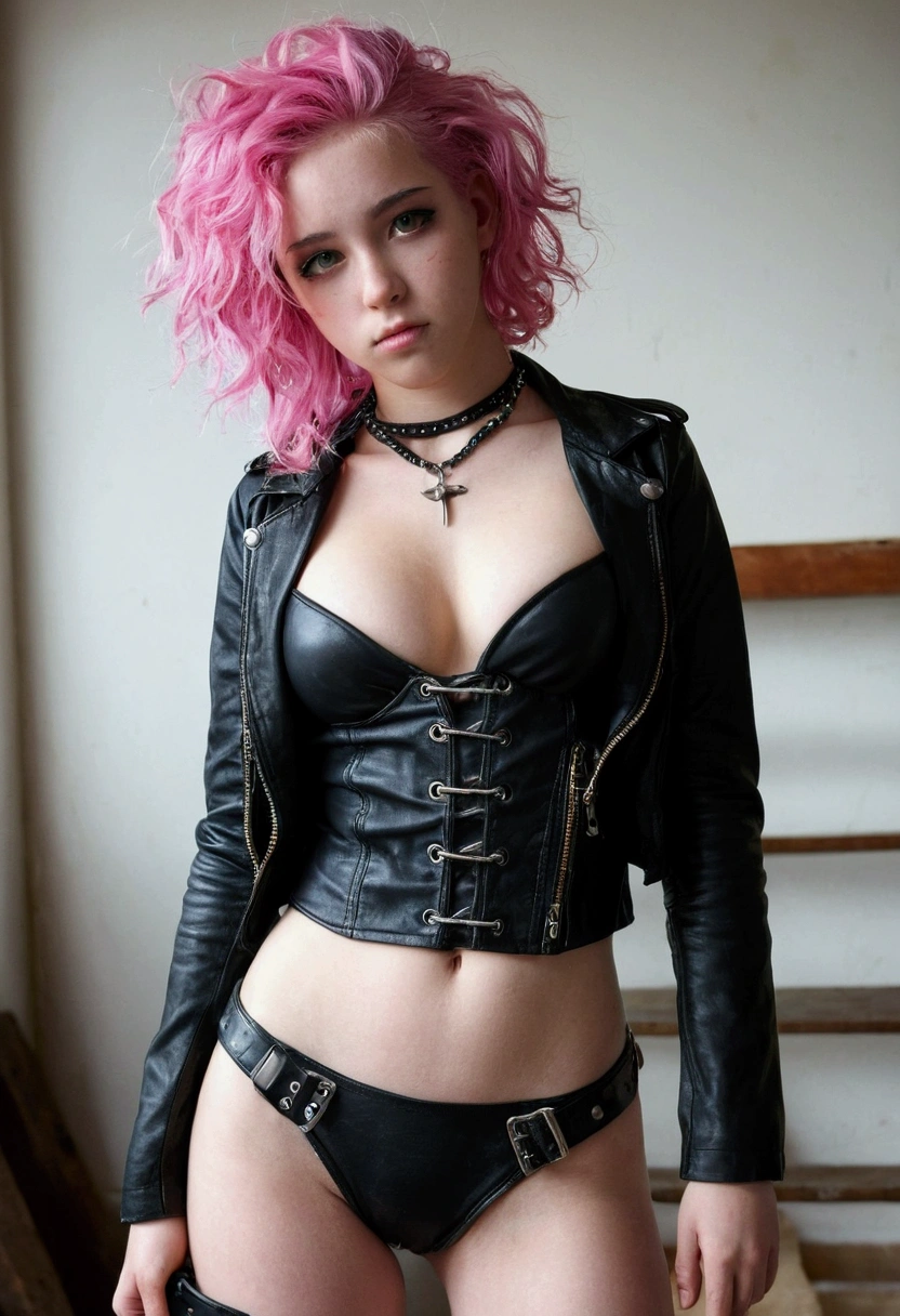 very beautiful woman, , vigilante, pink dyed hair, curly long hair, Sextoy leather clothing, BIG BREASTS, Realistic details, sexjoy, portrait, Fair, Punk Rock, rebel,  Full body shot, perfect tits, NSFW, sex, Lewd, wet, bdsm, filed, 2 girls, Tap, Big, lick, rope, naked, hot, Masturbate, Make eye contact with the camera., micro bikini, neckline,、The details of the iris of the pupil are very surprising、Limbs without breakdowns、white teen、Naturally closed mouth、Areola natural、natural 、fixed eyes、natural body、baby face slmale face、femenine body、with round face、a sFairl face、soft cheeks looking at the camera、full bodybian、Detachment、Balanced face、Slightly internal strabismus、parts, punk, punk makeup, girls from, beautiful, teenagers,