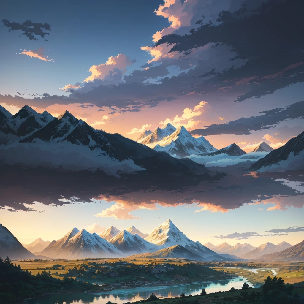 there are two photos of a mountain and a river in the same photo, scenery art, anime landscape, digital landscape art, little detailed. digitalpainting, detailed scenery - width 672, scenery art detalhada, style of makoto shinkai, anime rural landscape, digitalpainting 4k, painted in anime painter studio, digitalpainting highly detailed