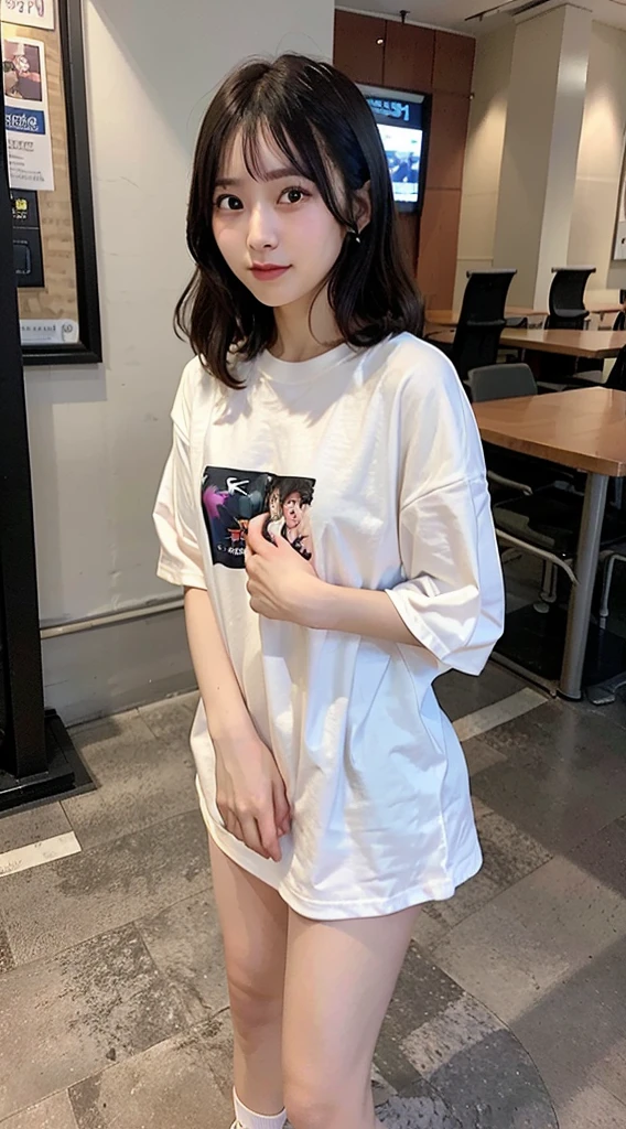 (Oversized_Shirt:1.1)、Oversized_Shirt、
Good Hand、4K、hight resolution、​masterpiece、top-quality、((Hasselblad photo))、foco nítido、(cinematlic lighting)、beautiful  lighting、dynamic ungle、[:(Detail Face:1.2):0.2]、Very pretty woman、Women of short stature、、Attractive paws、Emphasis on the thighs、thick thight、Beautiful legs、Ecchi thighs、White shirt、Healthy complexion、Facing backwards、low angles