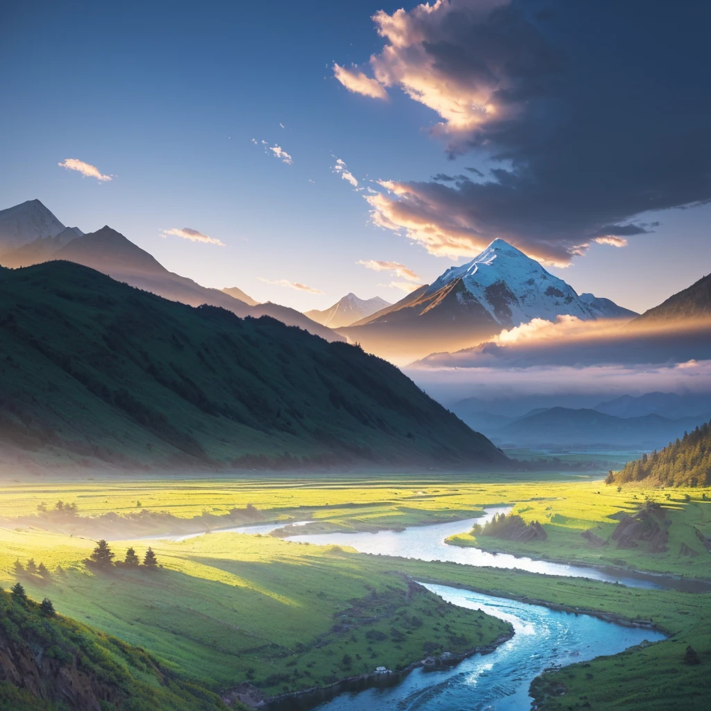 there are two photos of a mountain and a river in the same photo, scenery art, anime landscape, digital landscape art, little detailed. digitalpainting, detailed scenery - width 672, scenery art detalhada, style of makoto shinkai, anime rural landscape, digitalpainting 4k, painted in anime painter studio, digitalpainting highly detailed