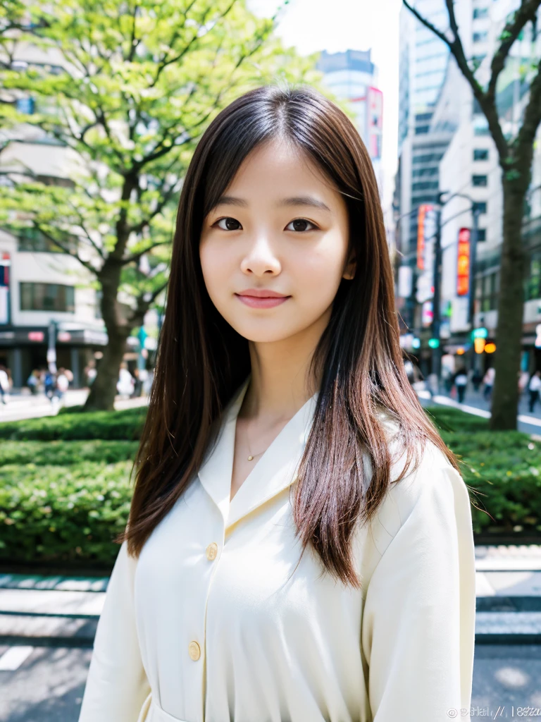 Photoreal, 8K full-length portrait, Beautiful woman, attractive look, Clear system, 16 years old, Tokyo, In 2024, spring, Shibuya in the background