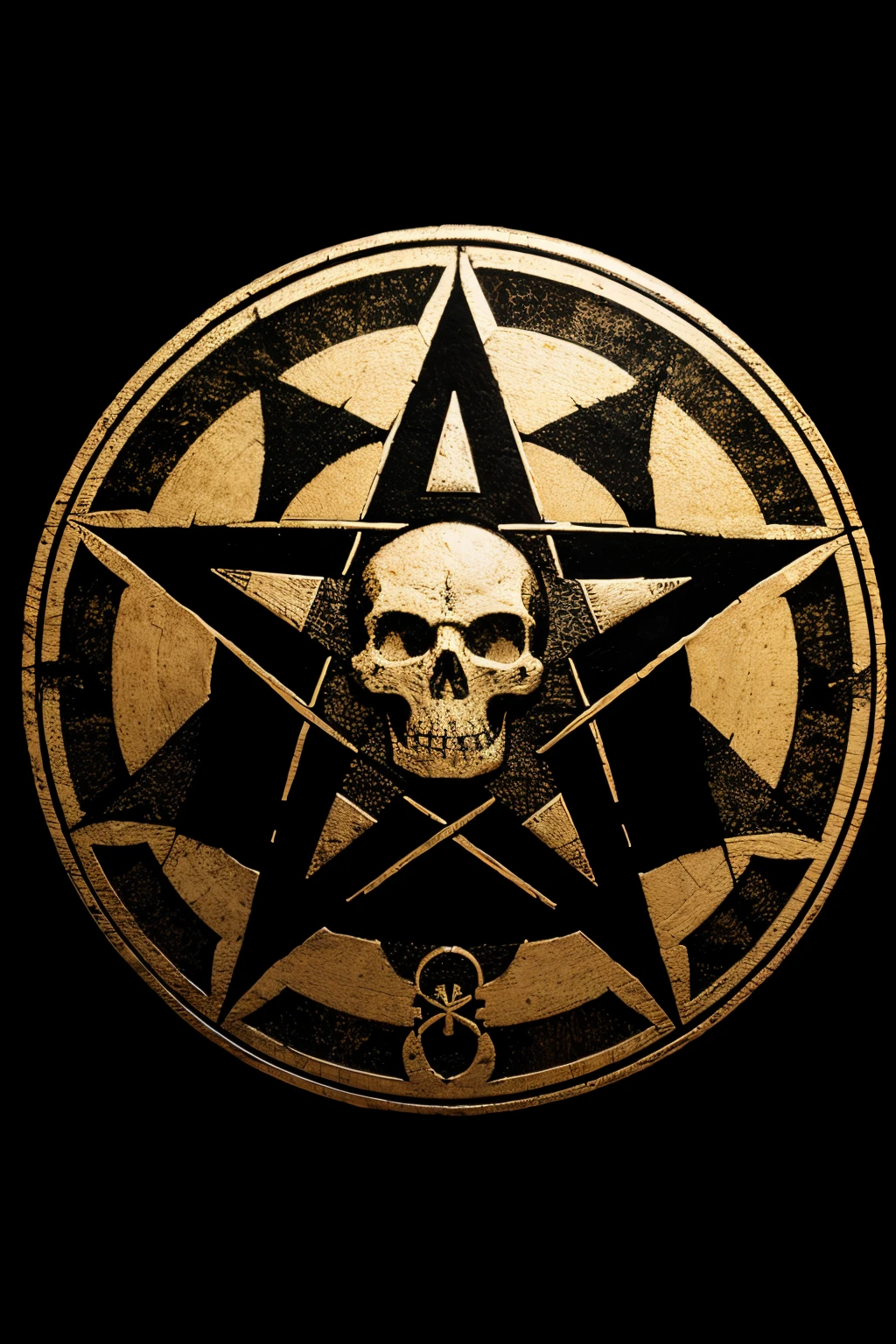 circle logo with skull and pentagram