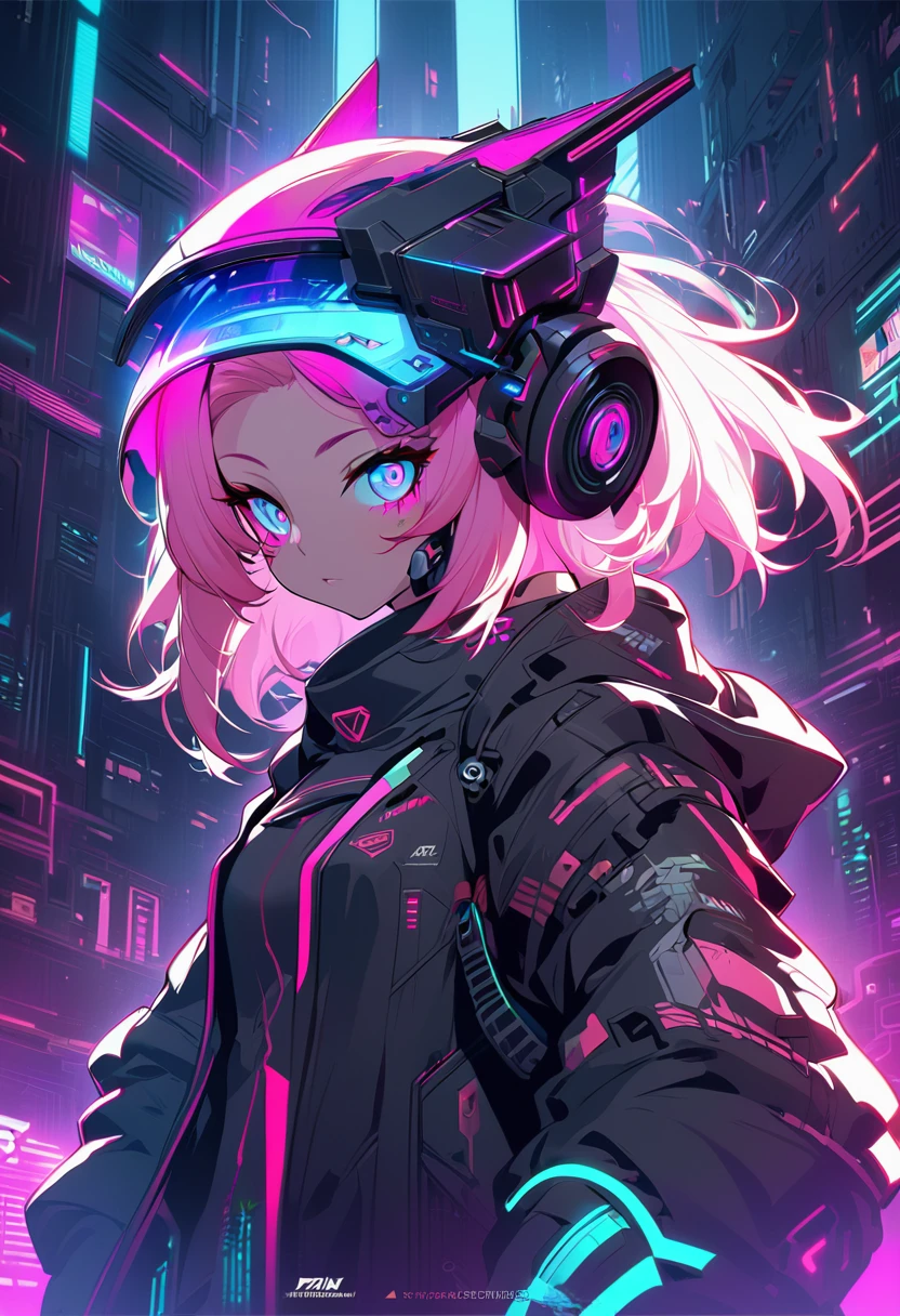 Anime girl with pink hair and a futuristic helmet with lasers, Cyberpunk art inspired by Yanjun Chen, pixiv Contest Winner, Digital Art, Cyberpunk Anime Girl mech, digital Cyberpunk anime art, anime cyberpunk art, Digital Cyberpunk - Anime Art, Cyberpunk Anime Girl, Cyberpunk anime art, female Cyberpunk Anime Girl, Cyberpunk art style, cute Cyborg Girl, Cyborg Girl