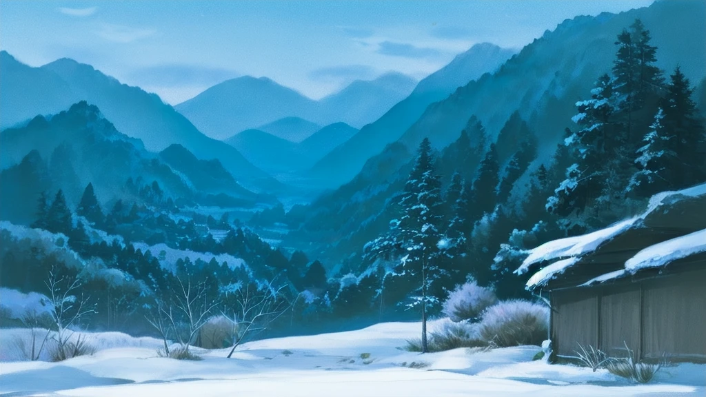 (((high quality))),Nevado mountain scene with a waterfall and a cabin in the foreground, Nevado. por Makoto Shinkai, arte conceitual de inverno, ( ( makoto shinkai ) ), makoto sinkai, Greg Rutkowski Makoto Shinkai, makoto shinkai. —h 2160, Corajoso. por Makoto Shinkai, estilo de makoto shinkai