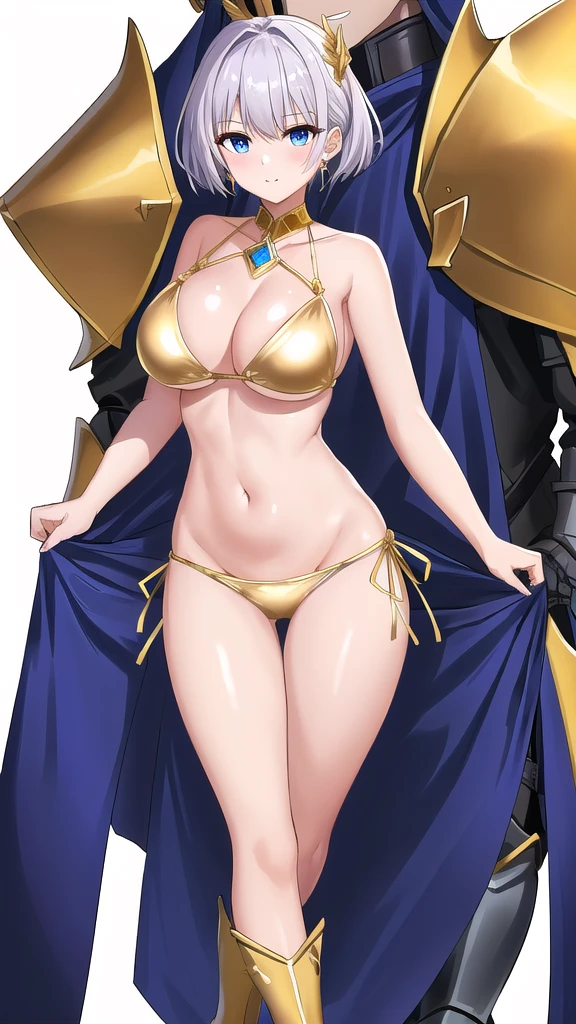 (1 Girl,Solo) ,(Esbian all over:1.1), White thighs,(Couple:1.4),,Close-up portrait of a woman in gold armor, Girl in Armor, ビキニアーマーのfemale knight, Gold Bikini Armor,Gold Bikini Armor, Gorgeous Female Paladin, female knight, 美しいfemale knightの, Beautiful Armor, Slender、Gold Bikini Armor, Exposed abdomen, Glamorous Gold Bikini Armor, Stunning Armor, Vertical belly button、Skin radiance、Rough-skinned Esbian,Futomo,Silver Armored Boots,Don