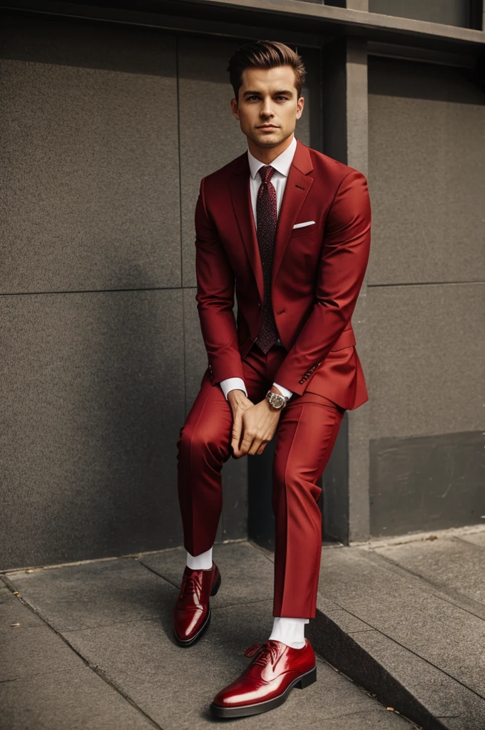 Suit clothing and red shoes 