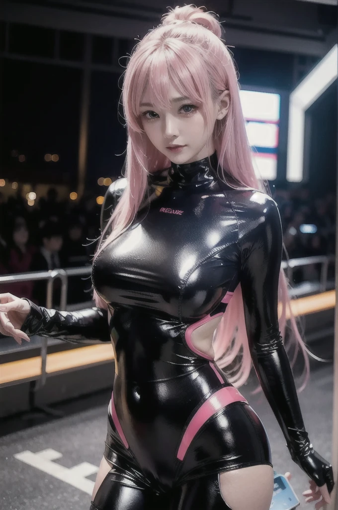 close, 1 Girl, 一人in, [dark Blue and pink hair: Blue and pink hair:0.2], cyber punk, high tech, in, Machinery Parts, Looking at the audience, black eyes, Long Hair, Luminous Laser Women&#39;s Super Tech Jumpsuit, cyber punk mechanical body parts, With tattoos, interior, Glowing laser earrings. High Contrast, night, black, [freckles:0.9], Reflective transparent rainbow, Long Hair, chest, White skin、The most beautiful Korean women&#39;s faces, Seductive look, (Relaxed pose: 1.5), Eva, Complex background, Sony A6300, Very beautiful and gorgeous anime illustrations, 映画的な視点in，(Relaxed pose: 1. 5), Eva, Complex background, Sony A6300, Very beautiful and gorgeous anime illustrations with a cinematic perspective.