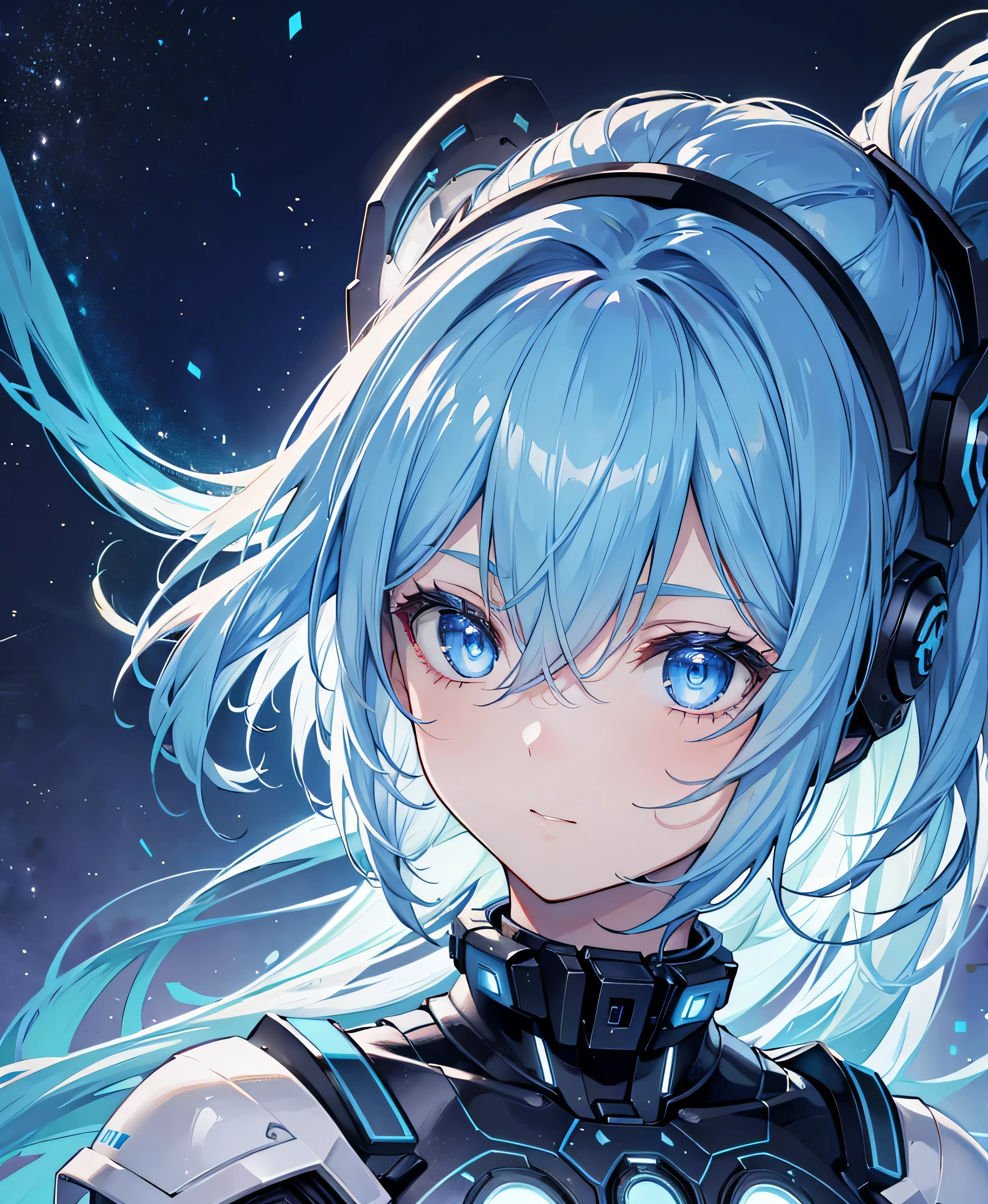 8K, Highest quality, (real:1.4), Original photo, 1 girl, Asari Hair, Biological Amplifier, refined armor, posture: Peace talks between warring factions, smart blue eyes,whole body