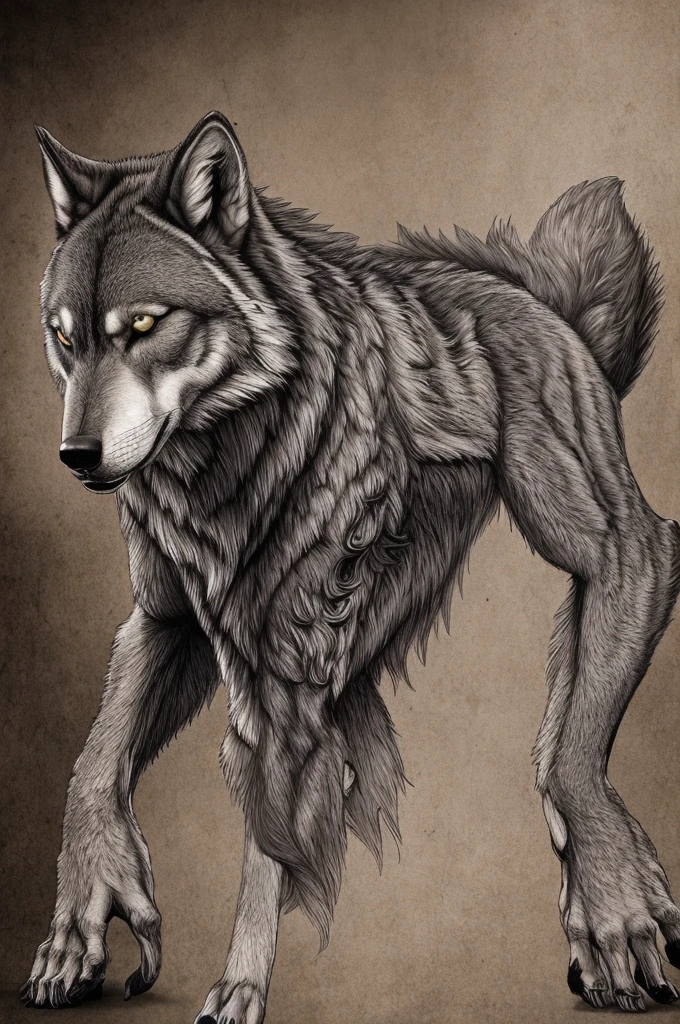 top-quality, 4K, anatomical correct, create a werewolf, following the anatomy of man+wolves, Relist, anatomy as it should be